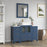 CVC Blue Solid Wood with Basin Engineered Marble Top and Mirror CVC24 Bathroom Cabinet - 48" x 18.5" x 36"