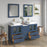 CVC Blue Solid Wood with Basin Engineered Marble Top and Mirror CVC24 Bathroom Cabinet - 60" x 18.5" x 36"