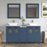 CVC Blue Solid Wood with Basin Engineered Marble Top and Mirror CVC24 Bathroom Cabinet - 60" x 18.5" x 36"