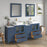 CVC Blue Solid Wood with Basin Engineered Marble Top and Mirror CVC24 Bathroom Cabinet - 72" x 18.5" x 36"