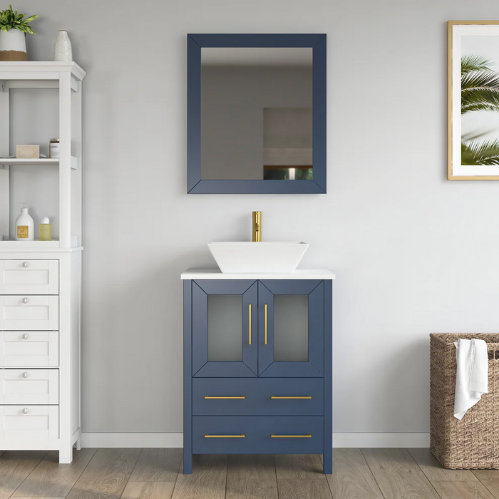 CVC Blue Solid Wood Vanity Cabinet - 84" x 18.5" x 36"