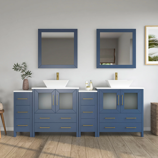 CVC Solid Wood Blue Bathroom Cabinet Blue