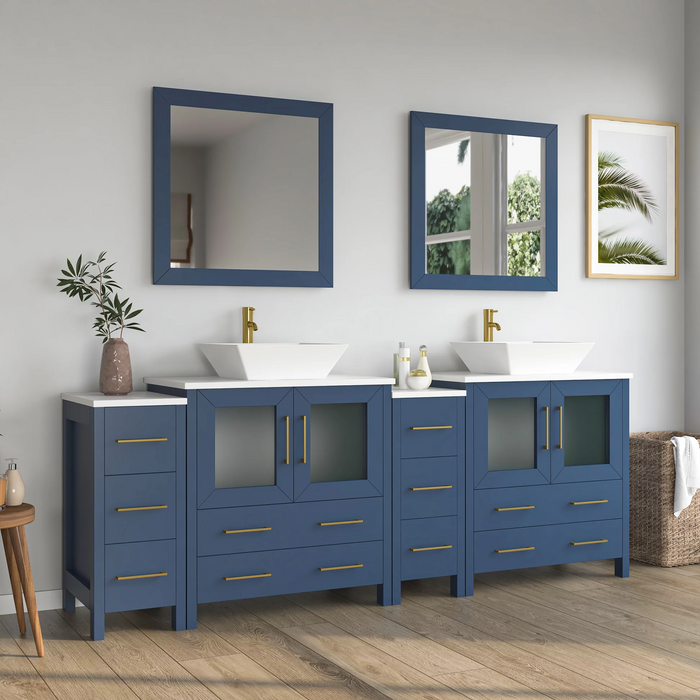 CVC Solid Wood Blue Bathroom Cabinet Blue