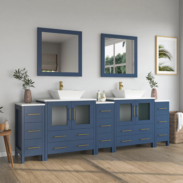 CVC Solid Wood Blue Bathroom Cabinet Blue