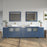 CVC Blue Solid Wood with White Engineered Marble Top and Mirror CVC36 Bathroom Cabinet - 108" x 18.5" x 36"