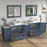 CVC Blue Solid Wood with White Engineered Marble Top and Mirror CVC36 Bathroom Cabinet - 108" x 18.5" x 36"