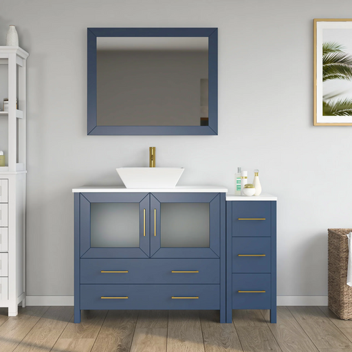 CVC Solid Wood Blue Bathroom Cabinet Blue