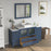 CVC Blue Solid Wood with White Engineered Marble Top and Mirror CVC36 Bathroom Cabinet - 60" x 18.5" x 36"
