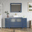 CVC Blue Solid Wood with White Engineered Marble Top and Mirror CVC36 Bathroom Cabinet - 60" x 18.5" x 36"