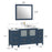 CVC Blue Solid Wood with White Engineered Marble Top and Mirror CVC36 Bathroom Cabinet - 60" x 18.5" x 36"