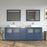 CVC Blue Solid Wood with White Engineered Marble Top and Mirror CVC36 Bathroom Cabinet - 84" x 18.5" x 36"