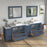 CVC Blue Solid Wood with White Engineered Marble Top and Mirror CVC36 Bathroom Cabinet - 96" x 18.5" x 36"