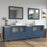 CVC Blue Solid Wood with White Engineered Marble Top and Mirror CVC36 Bathroom Cabinet - 96" x 18.5" x 36"