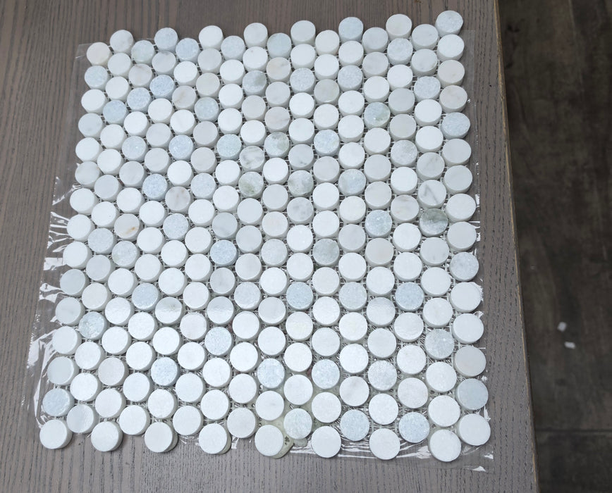 Blue Celeste Polished Marble Mosaic - Penny Round 2