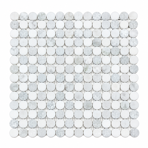 Blue Celeste Marble Mosaic - Penny Round