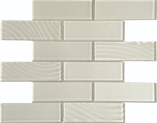 Full Sheet Sample - Terra Bella Bone Staggered Glass Mosaic - 2" x 6" Glossy