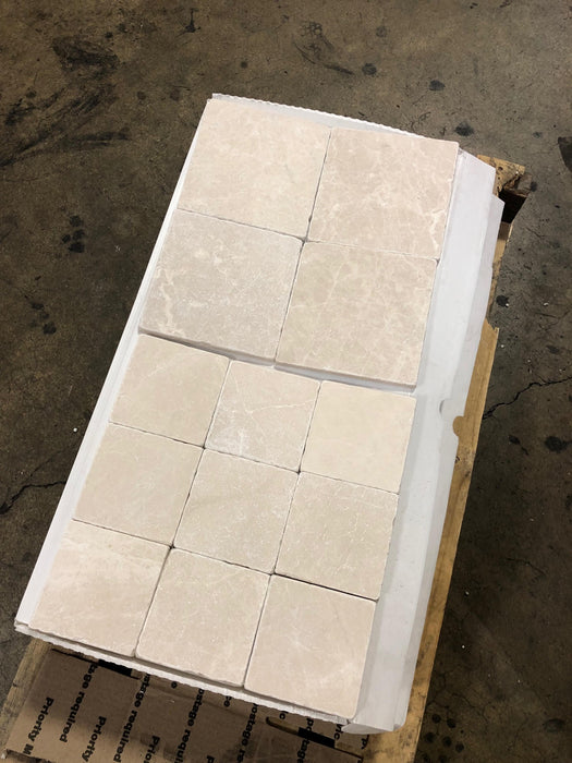 Botticino Marble Tile - 4" x 4" Tumbled