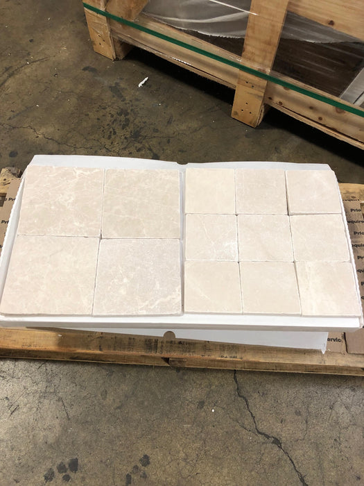 Botticino Marble Tile - 4" x 4" x 3/8" Tumbled