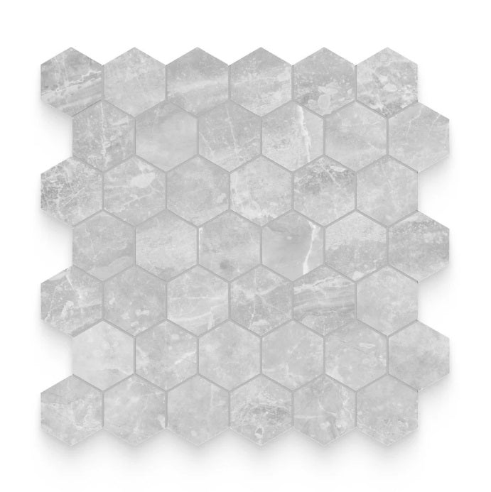 Broadway Perla Grigia Matte Porcelain Mosaic - 2" Hexagon