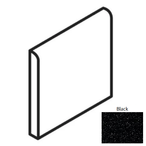 Color Wheel Splash Ceramic Black K111 Radius Bullnose Glossy 1