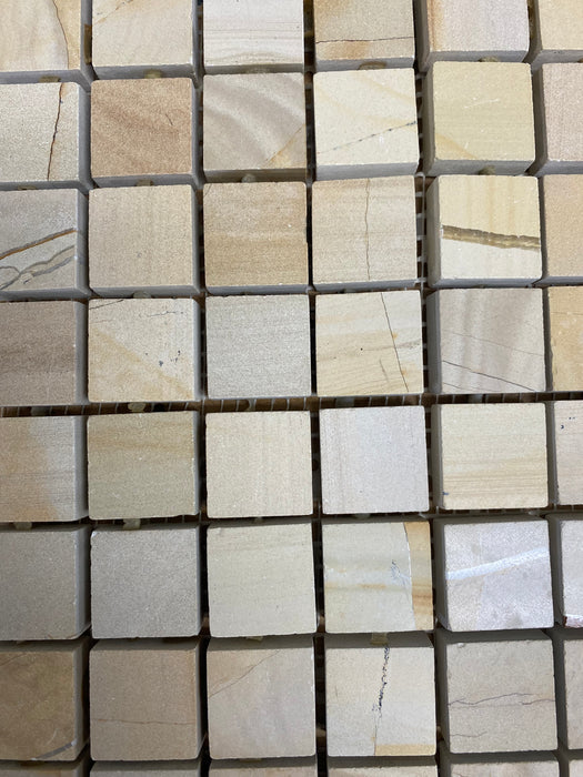 Polished Burma Teak Limestone Mosaic - 1" x 1"