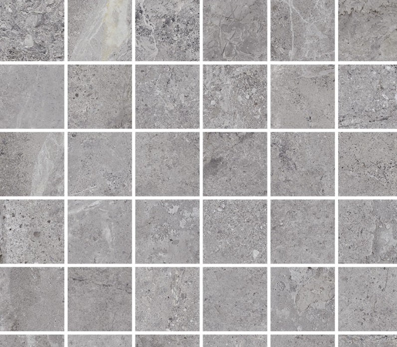 Full Sheet Sample - Evolution Grey Porcelain Mosaic - 3" x 3" Matte