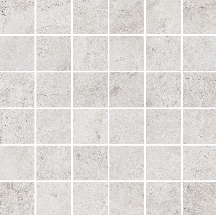 Full Sheet Sample - Evolution White Porcelain Mosaic - 3" x 3" Matte