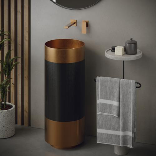 Stainless Steel Brushed Copper and Gunmetal Grey Bathroom Sink 2