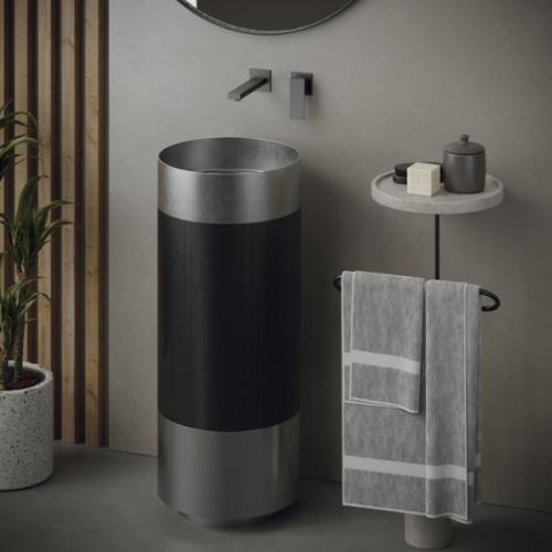 Stainless Steel Stainless Steel and Gunmetal Grey Bathroom Sink 2