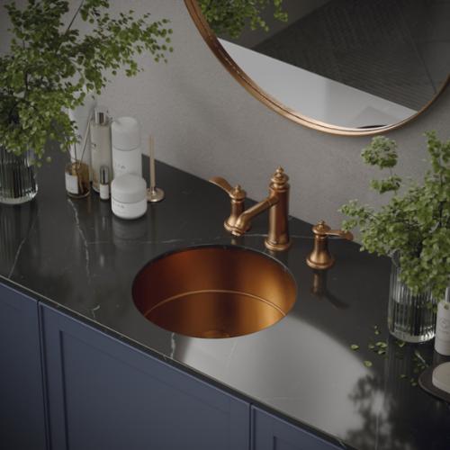 Stainless Steel Brushed Copper Bathroom Sink 2