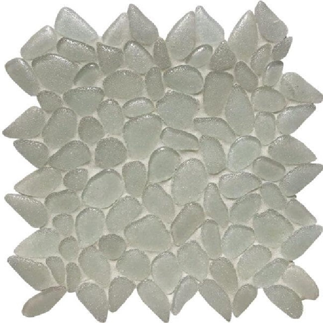 Liquid Rocks Glass Glacier White Random CETLIRO Mosaic Textured 1
