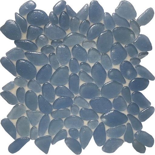 Full Sheet Sample - Aquatica Liquid Rocks Miami Shore Random Pebble Glass Mosaic - 10.50" x 10.50" x 6 MM Textured