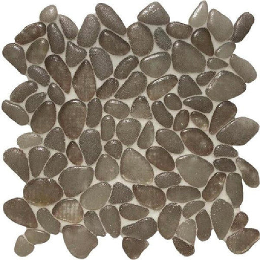 Full Sheet Sample - Aquatica Liquid Rocks River Brown Random Pebble Glass Mosaic - 10.50" x 10.50" x 6 MM Textured