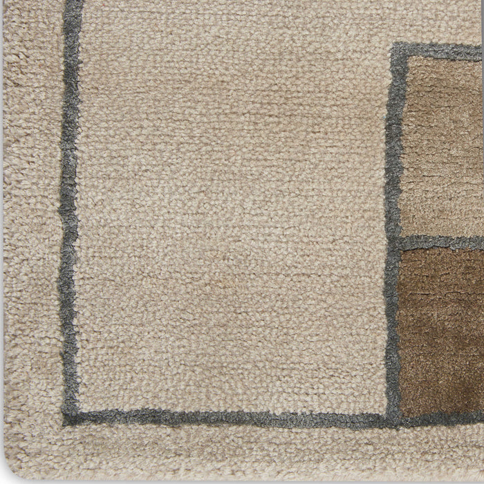 Christopher Guy Wool & Silk Ecru CGS04 Wool Blend Contemporary Area Rug - 10 Ft x Round