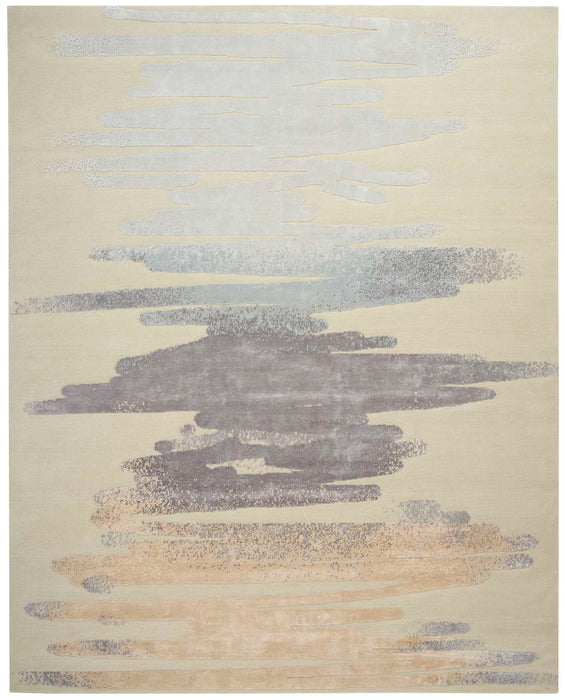 Christopher Guy Wool & Silk Sea Sand Minerals CGS34 Wool Blend Contemporary Area Rug - 8 Ft x Round