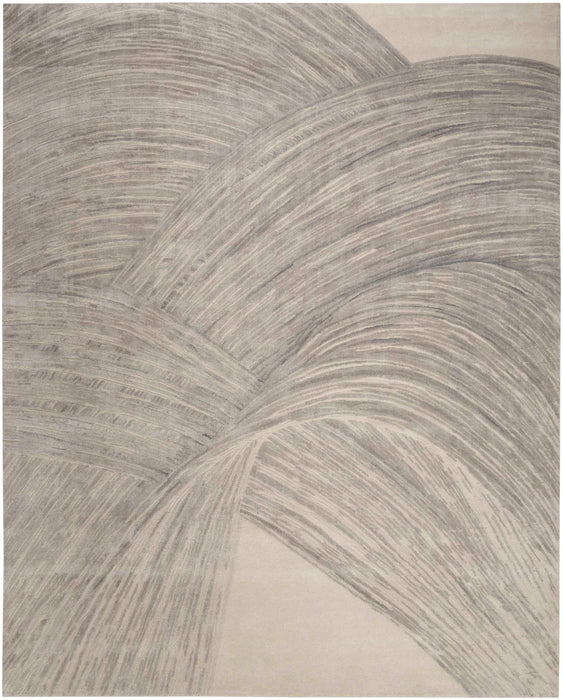 Christopher Guy Wool & Silk Sand Silver CGS37 Wool Blend Contemporary Area Rug - 6 Ft x Round