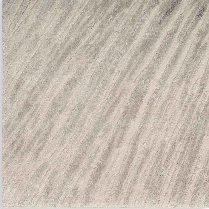 Christopher Guy Wool & Silk Sand Silver CGS37 Wool Blend Contemporary Area Rug - 12 Ft x Round