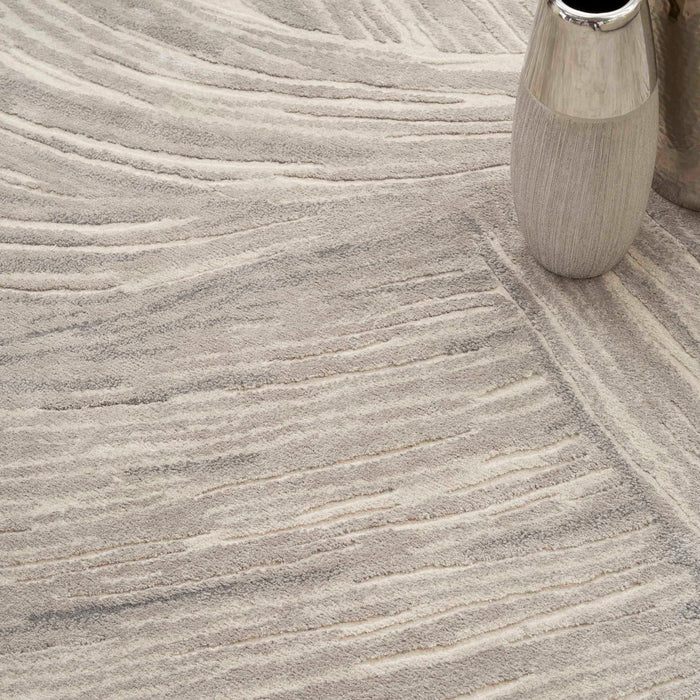 Christopher Guy Wool & Silk Sand Silver CGS37 Wool Blend Contemporary Area Rug - 6 Ft x Round