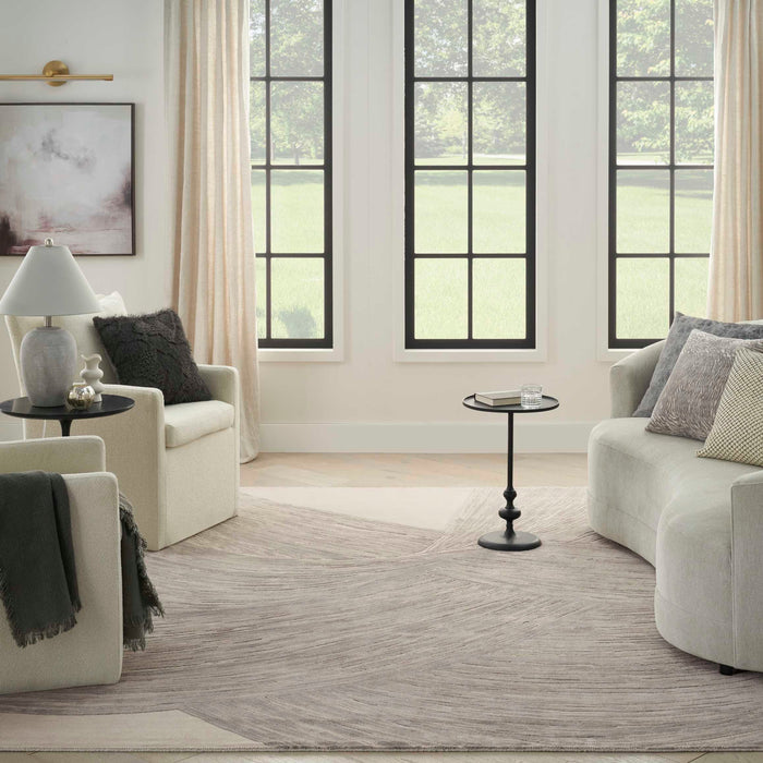 Christopher Guy Wool & Silk Sand Silver CGS37 Wool Blend Contemporary Area Rug - 12 Ft x Square