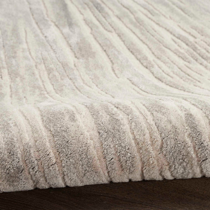 Christopher Guy Wool & Silk Sand Silver CGS37 Wool Blend Contemporary Area Rug - 12 Ft x Round
