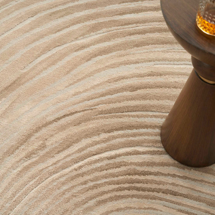 Christopher Guy Wool & Silk Ivory Sand CGS39 Wool Blend Contemporary Area Rug - 6 Ft x Round