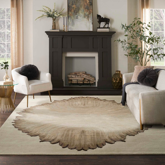 Christopher Guy Wool & Silk Sand Shell CGS45 Wool Blend Contemporary Area Rug - 8 Ft x Square