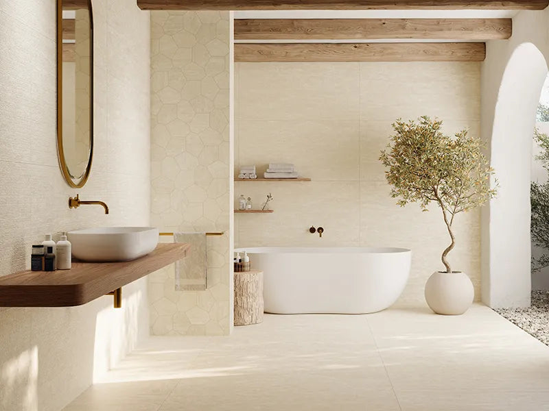 Cliffside Porcelain Deco Ivory Tile Matte 3