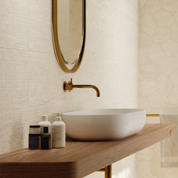 Cliffside Porcelain Deco Ivory Tile Matte 4