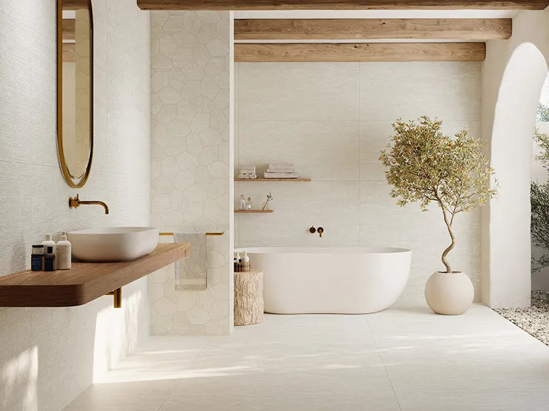 Cliffside Porcelain Deco White Tile Matte 3