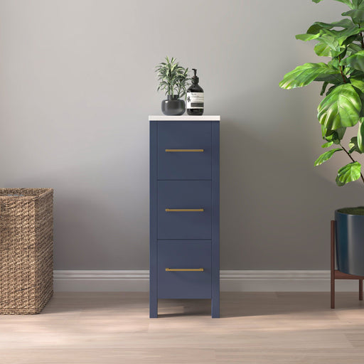 CVB Blue Solid Wood Bathroom Cabinet - 12" x 31" 1