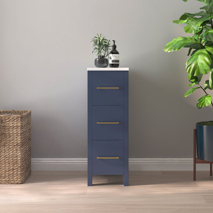 CVB Blue Solid Wood Bathroom Cabinet - 12" x 31" 1