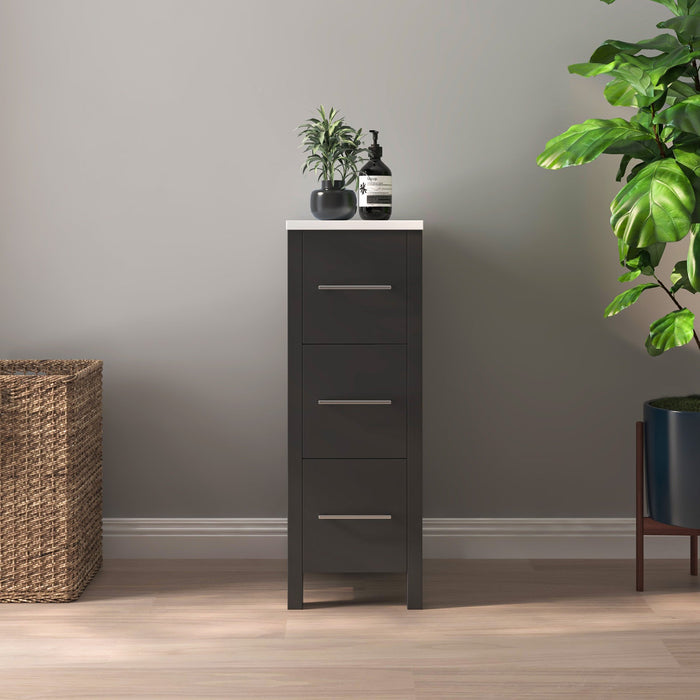 CVB Espresso Solid Wood Bathroom Cabinet - 12" x 31" 1