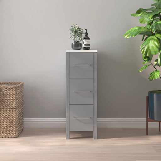 CVB Grey Solid Wood Bathroom Cabinet - 12" x 31" 1