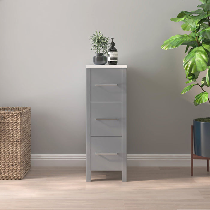 CVB Grey Solid Wood Bathroom Cabinet - 12" x 31" 1